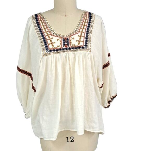 Max Studio Boho flowy gauze  top size Large Coastal Cowgirl - Picture 1 of 7